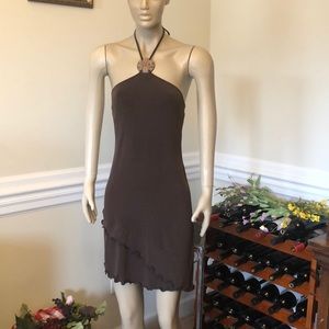 Moda Int’l Tropical Brown Tie Summer Dress